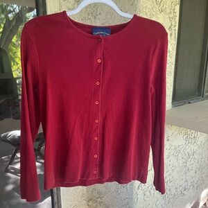 Charter Club Petite Women's Red Ribbed Cardigan